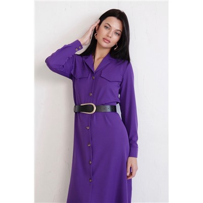 11263 Платье-рубашка с английским воротником фиолетовое