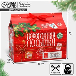 Коробка для сладостей «Новогодняя посылка», 10 х 18 х 14 см, Новый год