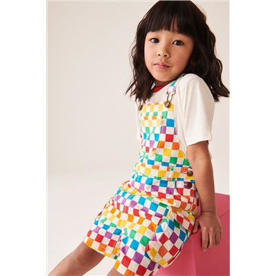 Little Bird by Jools Oliver Rainbow Checkerboard Dungaree and T-Shirt Set