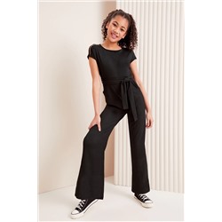 Lipsy Crinkle Texture Jersey Trim Crew Neck Jumpsuit (5-16yrs)