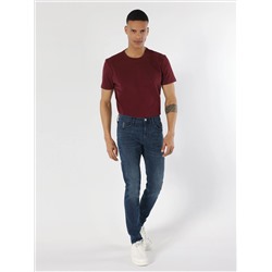 040 Alex Slim Fit Синие узкие мужские джинсовые брюки с низкой талией