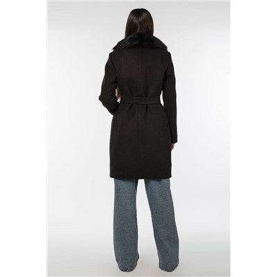02-3080 Пальто женское утепленное (пояс) валяная шерсть черный