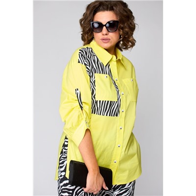 Блуза EVA GRANT 7080-1 желтый+принт зебра