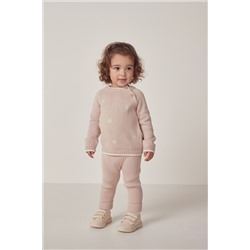 The White Company Pink Organic Cotton Knitted Rib Leggings