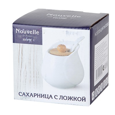 Сахарница с ложкой "Naturel" 8*8*8см. v=180мл. (подарочная упаковка)