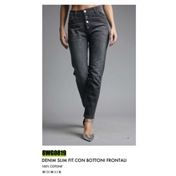 8WG0819 DENIM SLIM FIT CON BOTTONI FRONTALI