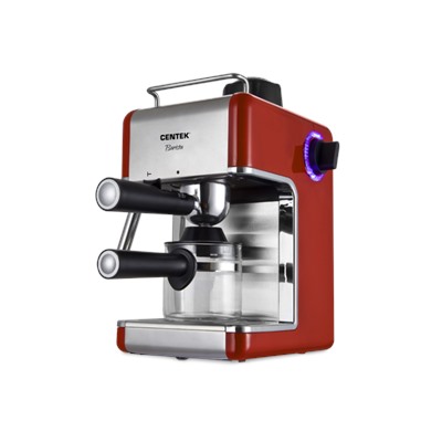 Кофеварка Centek CT-1161 <Steel/Red> эспрессо, капучинатор, 800Вт, 240мл, 3,5 Бар, фильтр, подогрев