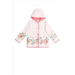 Nicole Miller Floral Print White Raincoat