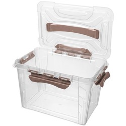 Ящик для хранения универсальный с замками "GRAND BOX", коричневый, 29*19*18см, 6,65л