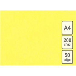 Картон цветной тонированный 210х297 мм желтый 200 г/кв.м (отгрузка кратно 50 шт) КЦА4жел. Лилия Холдинг