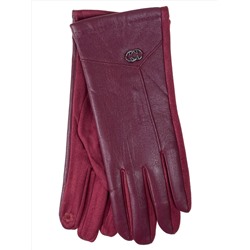 Элегантные женские перчатки из кожи и велюра, цвет бордовый