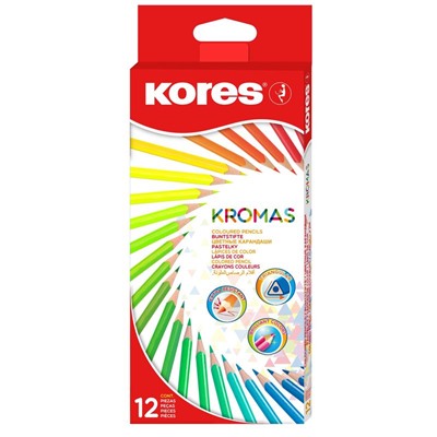 Карандаши цветные 12цв 3-гран Kores Kromas 93391