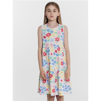 Платье для девочек молочное с цветами