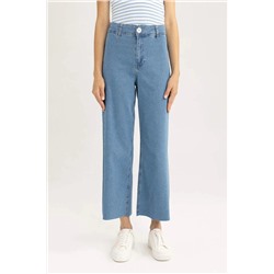 Широкие укороченные джинсовые брюки Comfort с высокой талией
