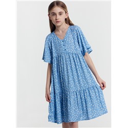 Платье для девочек голубое с цветами