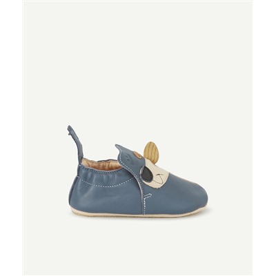 EASY PEASY
CHAUSSONS EN CUIR BLEU AVEC CHIEN