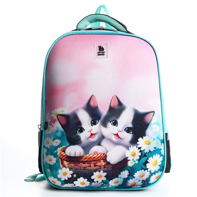 Рюкзак школьный каркасный 39х30х14 см «1 сентября: Милые котята»