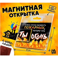 Магнитная открытка, ТЫ ОГОНЬ, молочный шоколад, 5 г., TM Prod.Art