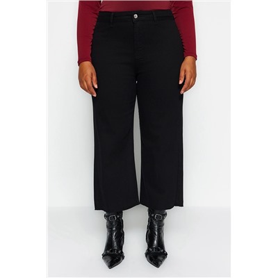 Черные джинсы-кюлоты с высокой талией и пряжкой TBBAW24CJ00012