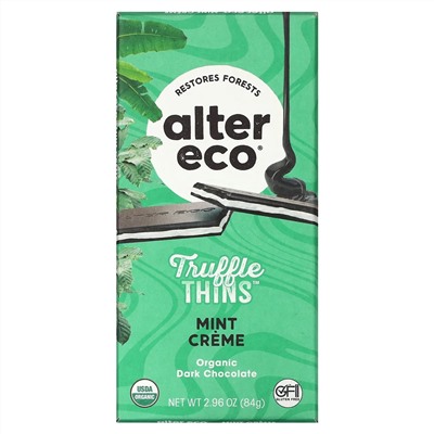 Alter Eco, органический темный шоколад, с кусочками трюфеля, мятный крем, 84 г (2,96 унции)