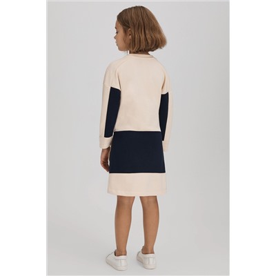 Reiss Elsa Cotton Jersey Blend Crew Neck Dress