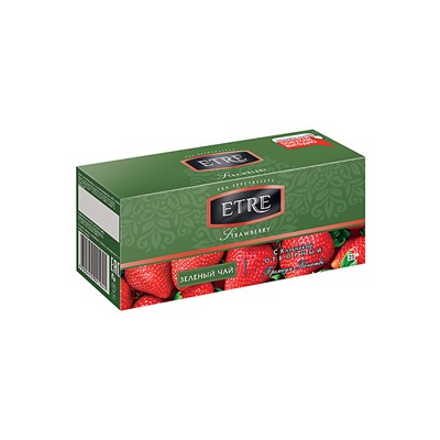 «ETRE», чай Strawberry зеленый с клубникой, 25 пакетиков, 50 г