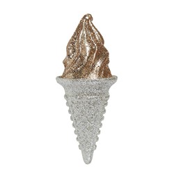 Мороженое Рожок 3D серебряное/шампань искристое 6х6х14 см