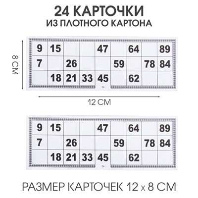 Русское лото "На каждый день", 24 карточки, карточка 8 х 22 см, бочонки из дерева