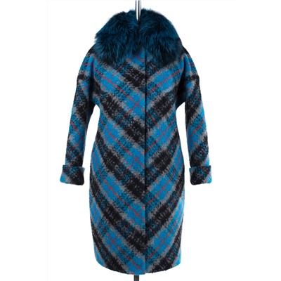 02-1826 Пальто женское утепленное шерсть голубой
