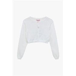 Trotters London White Sophie Cropped Cotton Cardigan