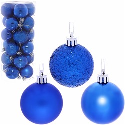 Новогодние шары 5 см (набор 24 шт) "Микс фактур", синий