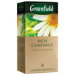 Чай GREENFIELD "Rich Camomile" травяной ромашковый, 25 пакетиков в конвертах по 1,5 г, 0432-10