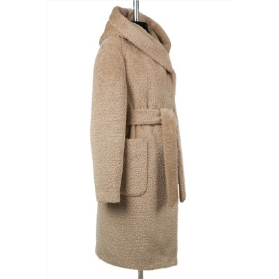 02-3097 Пальто женское утепленное (пояс) Ворса Кэмел