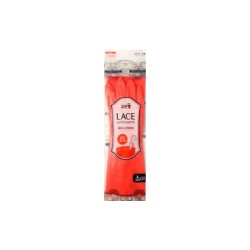 Clean wrap Перчатки из натурального латекса "LACE LATEX GLOVES" с внутренним покрытием (укороченные, с крючками для сушки), коралловые, размер S / 50