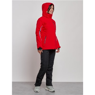 Горнолыжный костюм женский зимний красного цвета 03350Kr