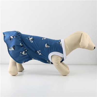 Платье для собак кулирка, XS (ДС 24, ОШ 32-36, ОГ 34-38), Синее