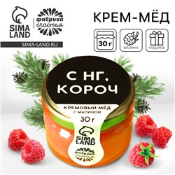 Новый год! Кремовый мёд 30 г. с малиной новогодний