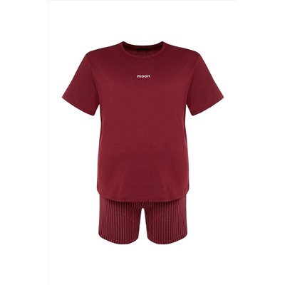 Удобные шорты с принтом больших размеров, бордовые красные, стандартного кроя, пижамный комплект TMNSS23PT00014