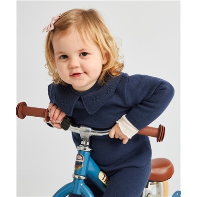 PULL BLEU MARINE EN MAILLE AVEC COL CLAUDINE BÉBÉ FILLE