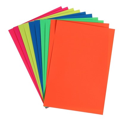 Бумага цветная самоклеящаяся А4, 10 листов, 5 цветов, флуоресцентная, 80 г/м2