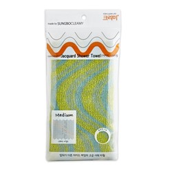 Sungbo Cleamy Мочалка для тела с объёмным жаккардовым плетением "Jacquard Shower Towel" (средней жёсткости) размер 23 см х 95 см / 200