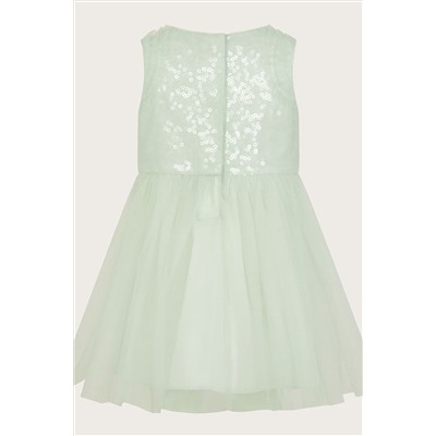 Monsoon Baby Green Priscilla Sequin Ruffle Dress