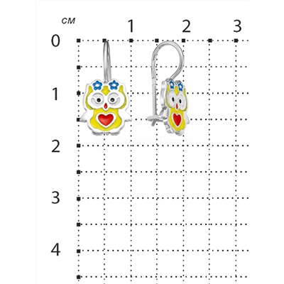 Серьги детские из серебра с эмалью родированные - Совушки 925 пробы 2110061