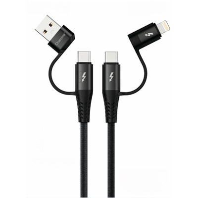 Кабель USB CHROME C24 4 в 1 для iPhone/Type C (черный) 1m