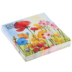 Салфетки бумажные "Art Bouquet" 33х33см, 3-х слойные, 20 штук в упаковке, 100% целлюлоза, "Весенние цветы" (Россия)