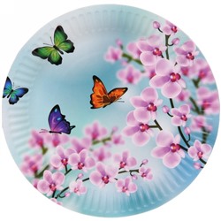 Тарелка бумажная 18 см в наборе 10 шт "Бабочки"