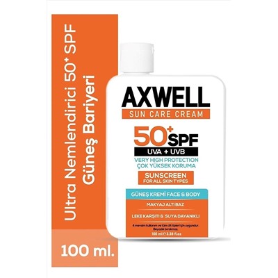 AXWELL Sun Care Cream Leke Karşıtı Güneş Kremi Çok Yüksek Koruma 50+ Spf 100 ml  солнцезащитный крем