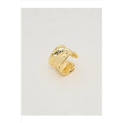 Золотое стильное регулируемое кольцо