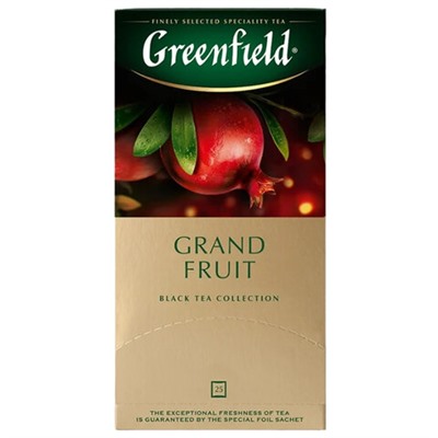 Чай GREENFIELD "Grand Fruit" черный с гранатом, гибискусом, розмарином, 25 пакетиков в конвертах по 1,5 г, 1387-10