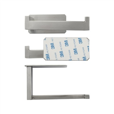 BRIMIX - Держатель туалетной бумаги из нержавеющей стали, антивандальный, на прямоугольном  основании, на самоклейке, цвет сатин  ( 79915)